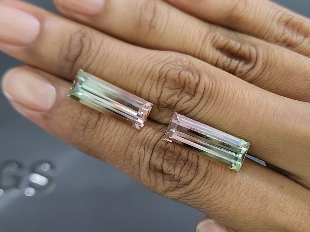 Пара  арбузных турмалинов в огранке багет 17,71 карат, Колумбия Изображение №2