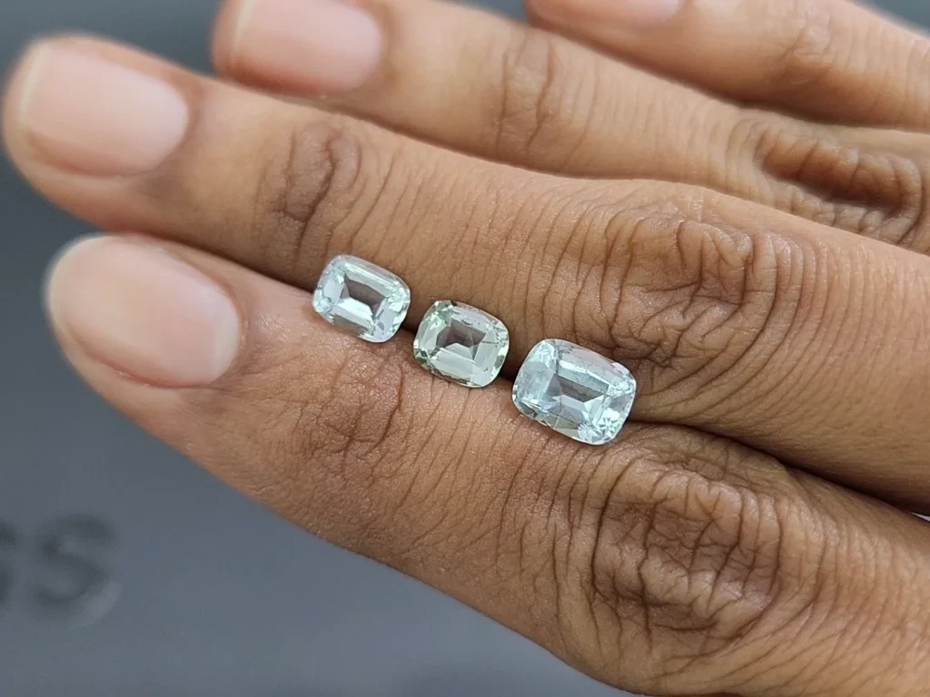 Сет аквамаринов в огранке кушон 2,94 карат, Мадагаскар Изображение №2