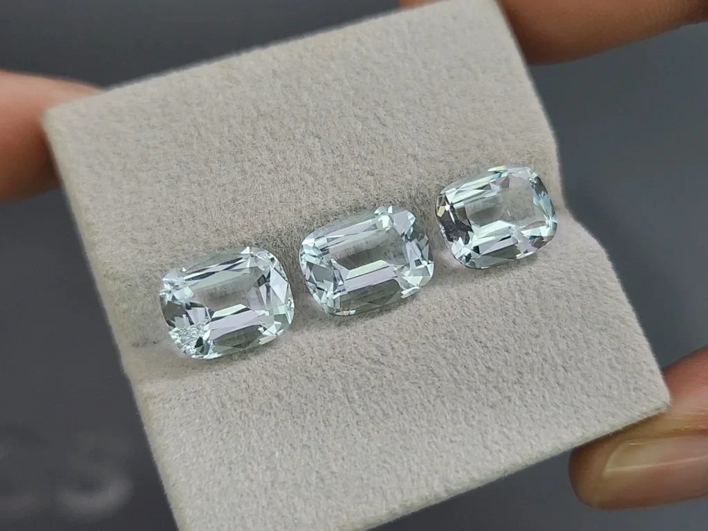 Сет аквамаринов в огранке кушон 9,35 карат, Мадагаскар Изображение №5
