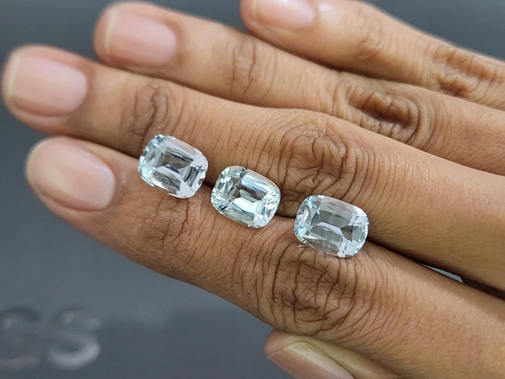 Сет аквамаринов в огранке кушон 9,35 карат, Мадагаскар Изображение №2