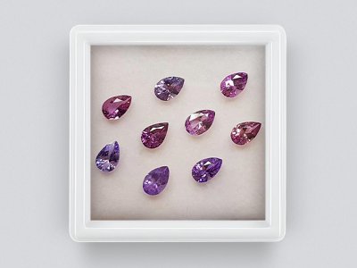 Сет калиброванных сапфиров 6x4 мм в огранке груша 3,65 карата/ 9 шт photo