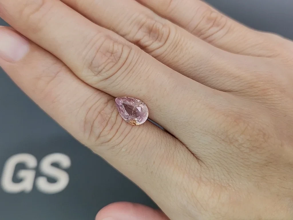 Негретый сапфир Падпараджа в огранке груша 3,54 карата, Шри-Ланка Изображение №2