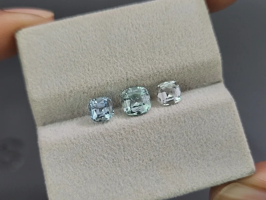 Сет аквамаринов в огранке кушон 1,69 карат, Мадагаскар Изображение №5