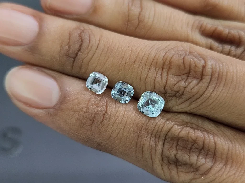 Сет аквамаринов в огранке кушон 1,69 карат, Мадагаскар Изображение №2