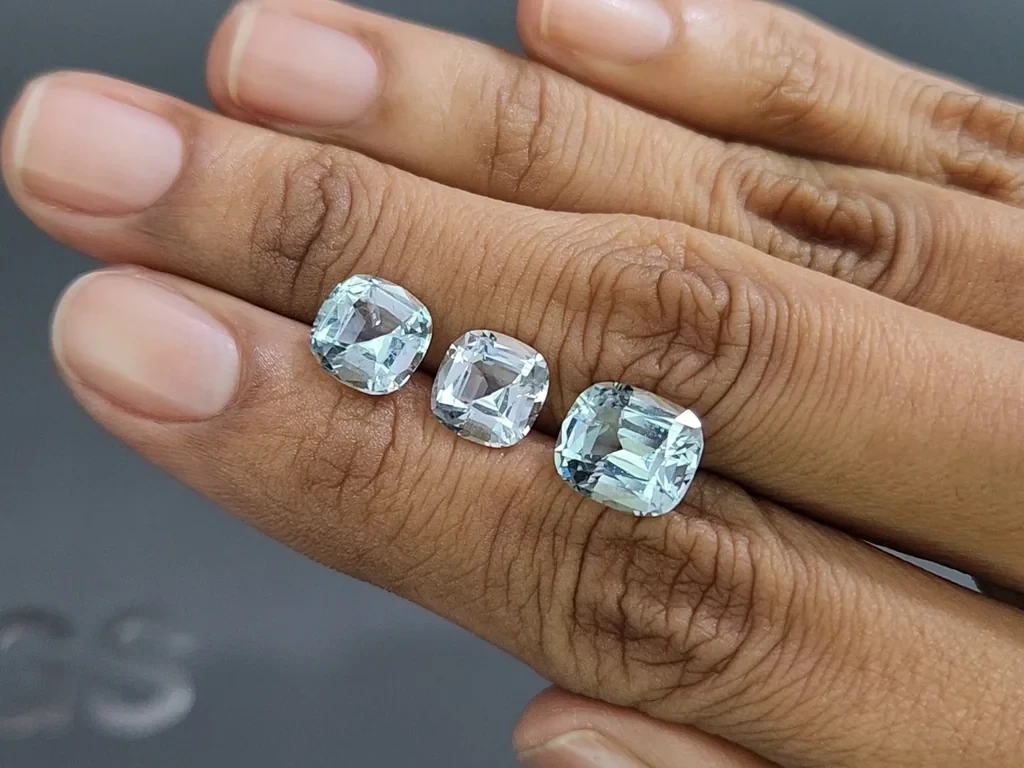 Сет аквамаринов в огранке кушон 7,00 карат, Мадагаскар Изображение №2