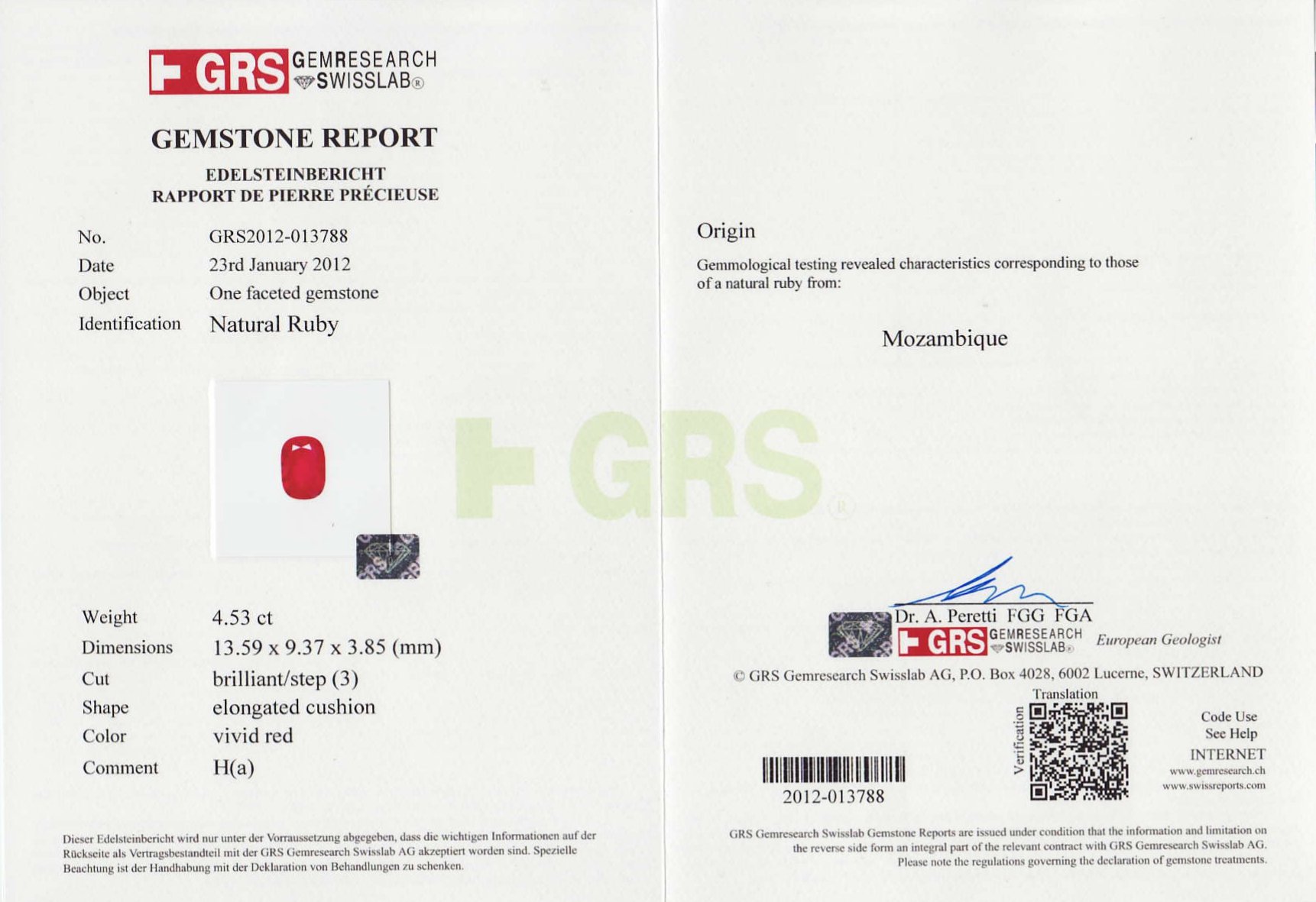 Пара крупных рубинов 10,05 карат, Мозамбик (GRS) Изображение №6
