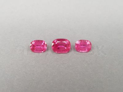 Сет рубеллитов ярко-розового цвета 6,28 карата в огранке кушон photo