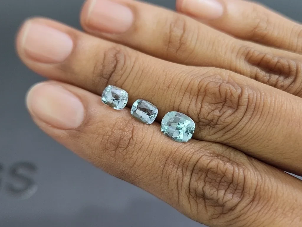 Сет аквамаринов в огранке кушон 2,54 карат, Мадагаскар Изображение №2