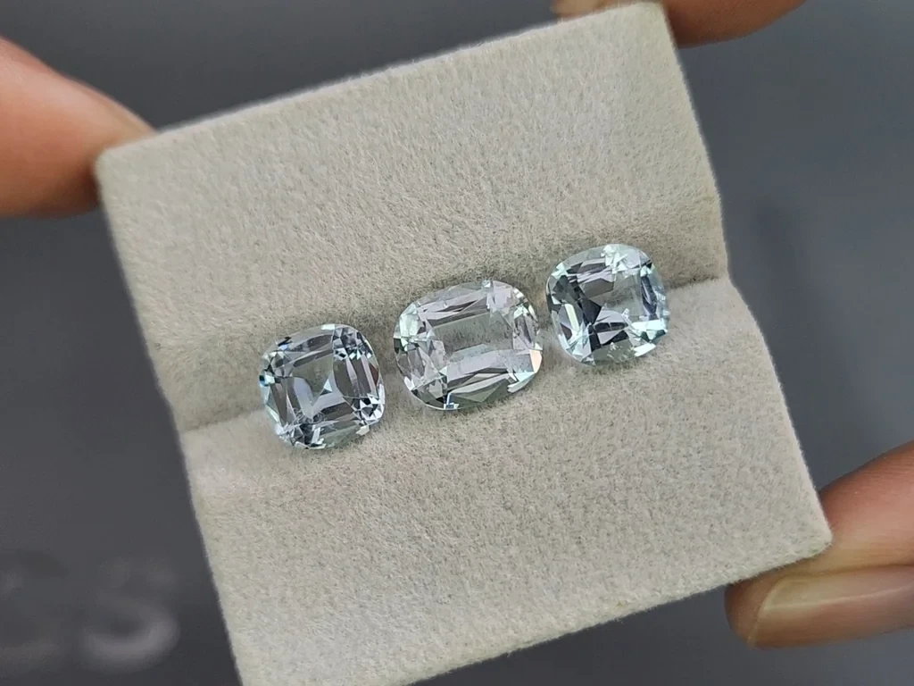 Сет аквамаринов в огранке кушон 6,77 карат, Мадагаскар Изображение №5