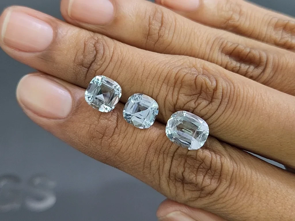 Сет аквамаринов в огранке кушон 6,77 карат, Мадагаскар Изображение №2