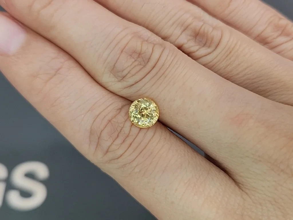 Негретый желтый сапфир в огранке круг 1,99 карат, Шри-Ланка Изображение №2