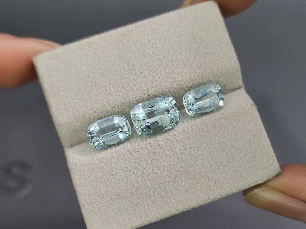 Сет аквамаринов в огранке кушон 5,23 карат, Мадагаскар Изображение №5