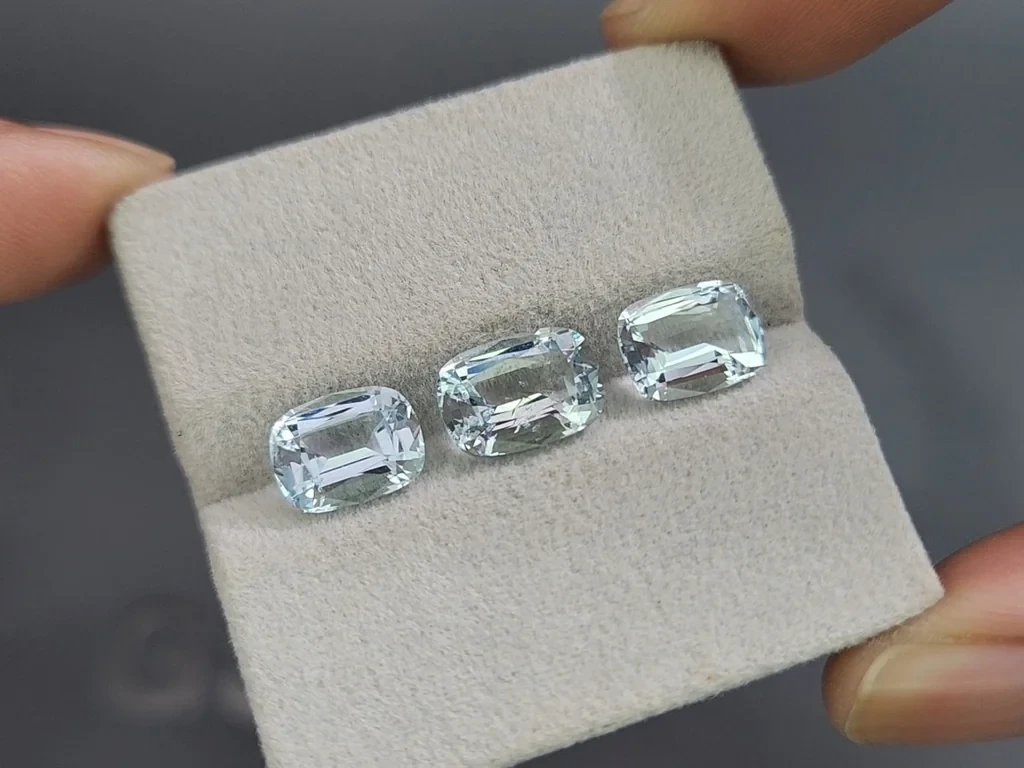 Сет аквамаринов в огранке кушон 6,40 карат, Мадагаскар Изображение №5