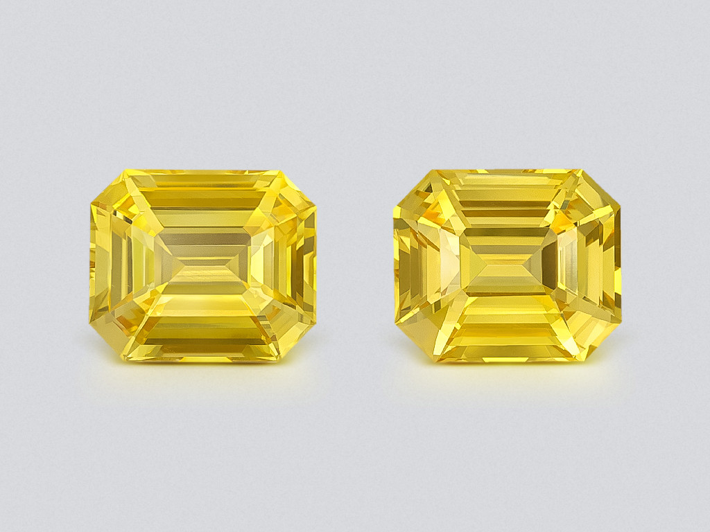 Пара сапфиров Golden Yellow в огранке октагон 8,14 карат, Шри-Ланка Изображение №1