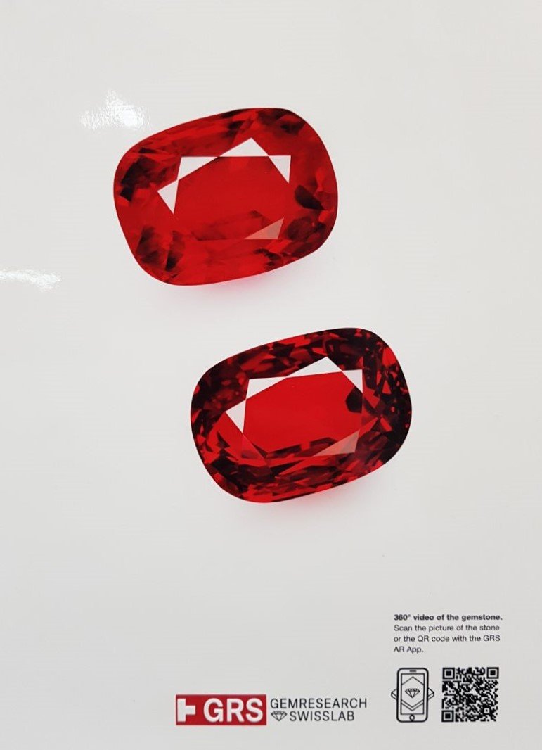 Уникальная пара негретых рубинов 10,04 карат цвета Vivid Red - Pigeon's blood, Мозамбик, GRS/SSEF Изображение №16