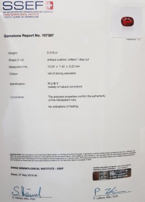 Сертификат Уникальная пара негретых рубинов 10,04 карат цвета Vivid Red - Pigeon's blood, Мозамбик, GRS/SSEF