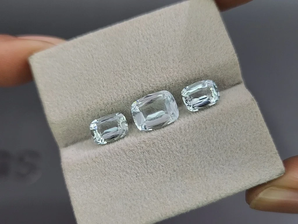 Сет аквамаринов в огранке кушон 3,88 карат, Мадагаскар Изображение №5
