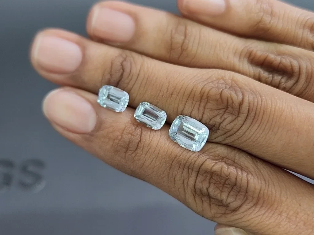 Сет аквамаринов в огранке кушон 3,88 карат, Мадагаскар Изображение №2