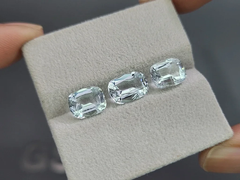 Сет аквамаринов в огранке кушон 6,19 карат, Мадагаскар Изображение №5