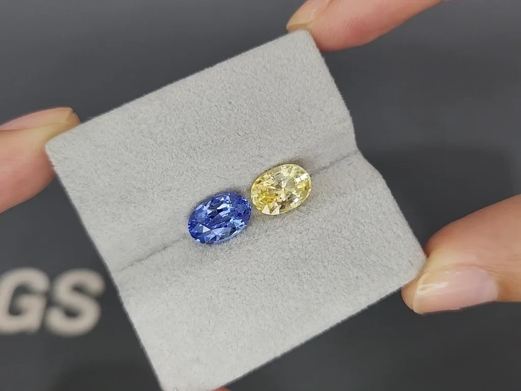 Контрастная пара негретых сапфиров в огранке овал 4,24 карат, Шри-Ланка Изображение №4