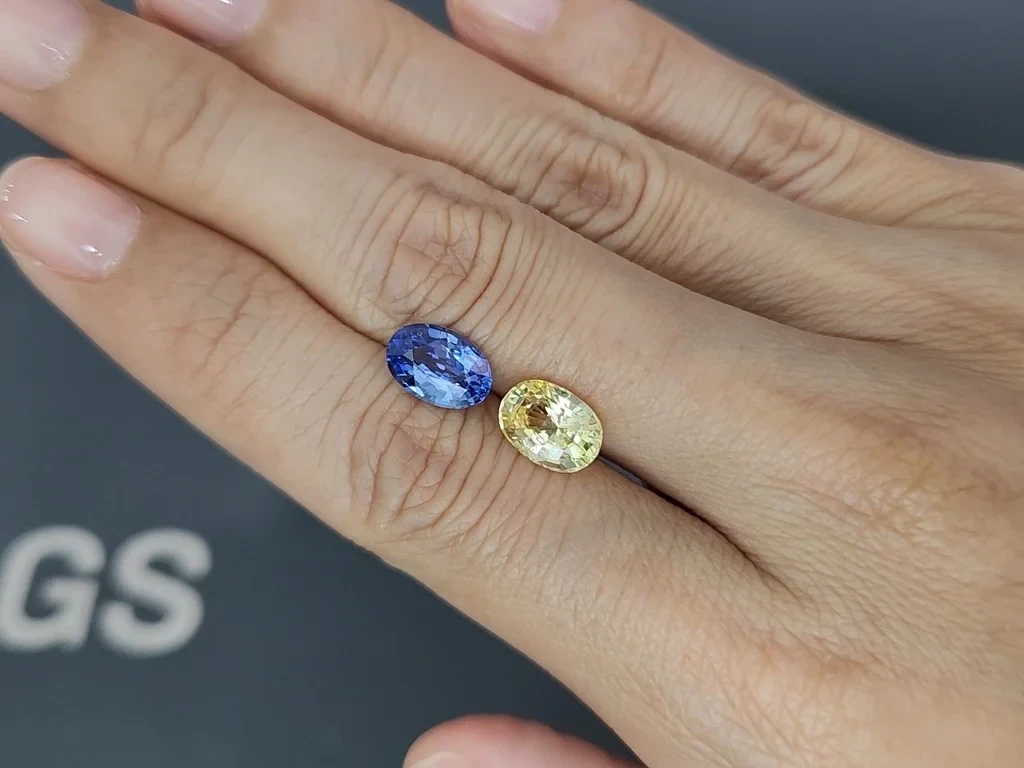 Контрастная пара негретых сапфиров в огранке овал 4,24 карат, Шри-Ланка Изображение №2