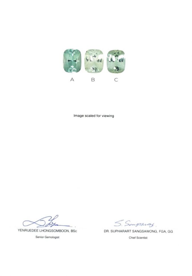 Сертификат Комплект мятных турмалинов 4,28 карата, Афганистан