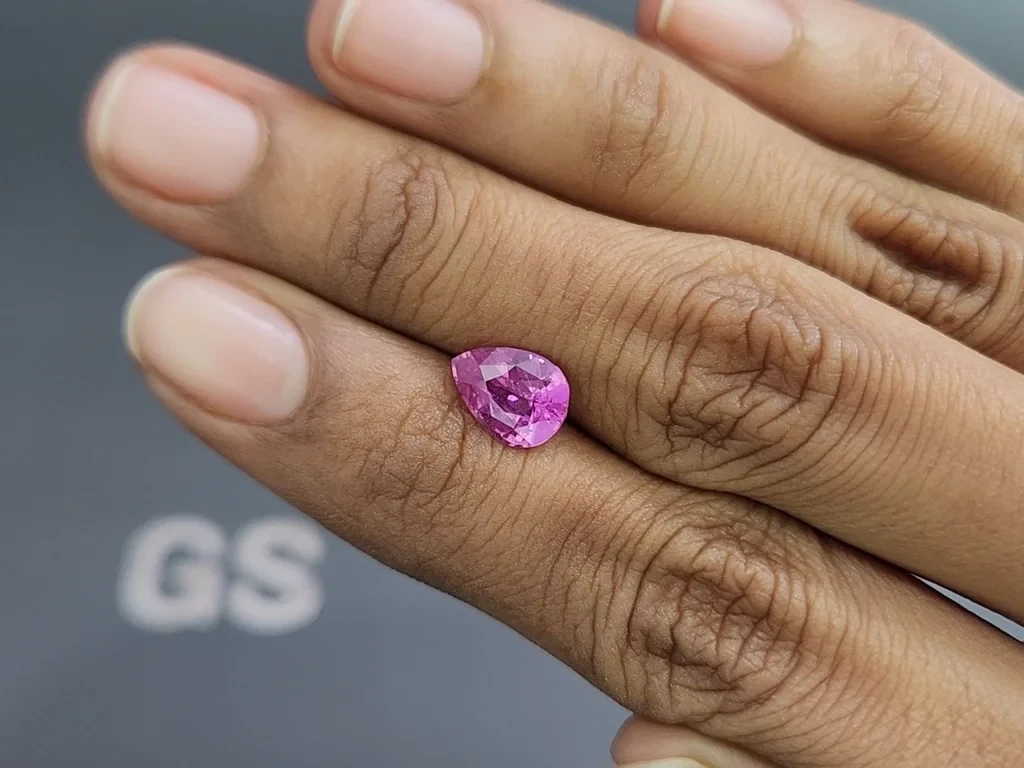 Негретый розовый сапфир в огранке груша 2,02 карата, Мадагаскар Изображение №2