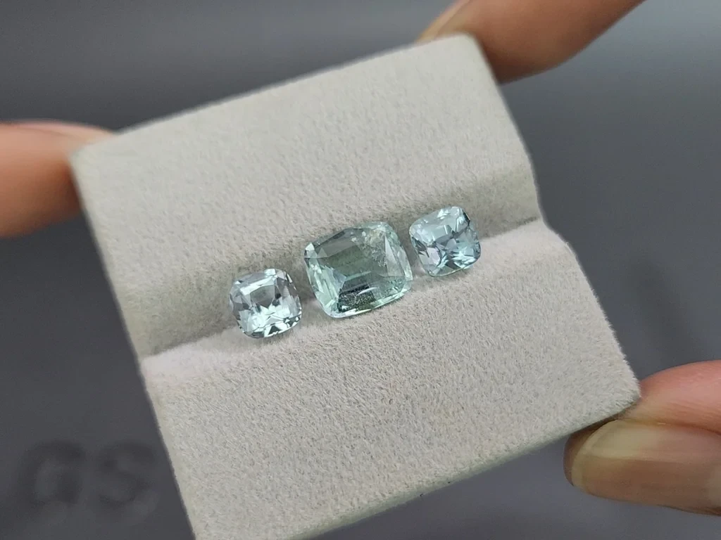 Сет аквамаринов в огранке кушон 4,16 карат, Мадагаскар Изображение №5