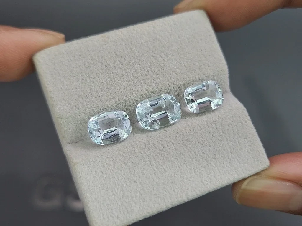 Сет аквамаринов в огранке кушон 5,95 карат, Мадагаскар Изображение №5