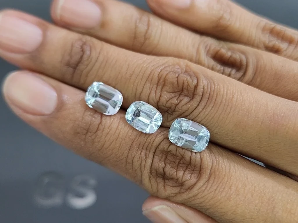 Сет аквамаринов в огранке кушон 5,95 карат, Мадагаскар Изображение №2