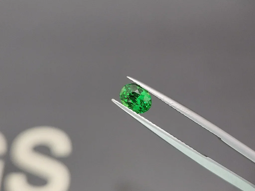 Гранат цаворит Vivid Green в огранке овал 1,02 карата, Танзания  Изображение №3
