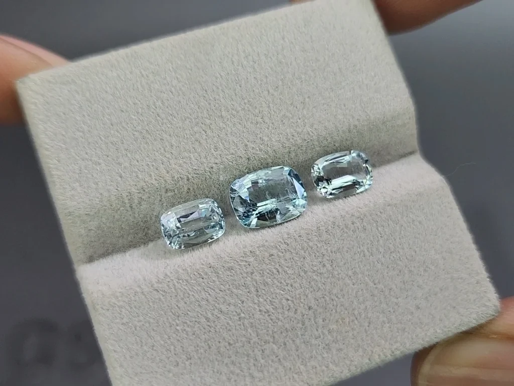 Сет аквамаринов в огранке кушон 2,56 карат, Мадагаскар Изображение №5