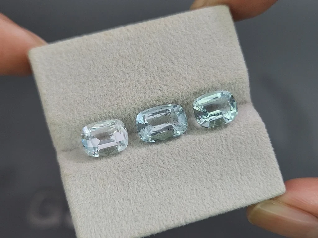 Сет аквамаринов в огранке кушон 5,97 карат, Мадагаскар Изображение №5