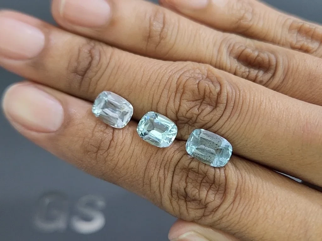 Сет аквамаринов в огранке кушон 5,97 карат, Мадагаскар Изображение №2
