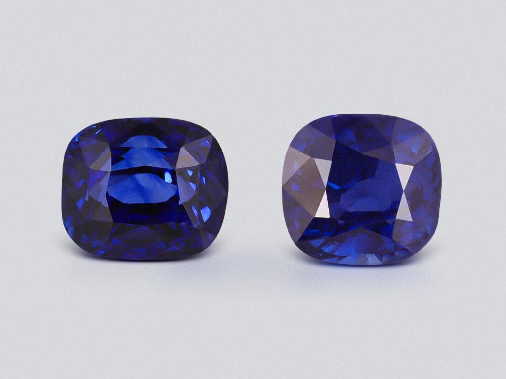 Пара сапфиров Royal blue в огранке кушон 8,07 карат, Шри-Ланка Изображение №1
