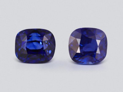 Пара сапфиров Royal blue в огранке кушон 8,07 карат, Шри-Ланка photo