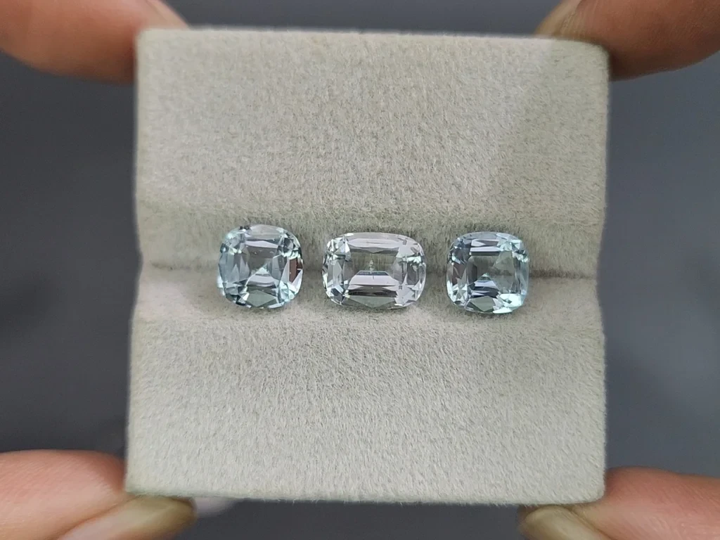 Сет аквамаринов в огранке кушон 4,57 карат, Мадагаскар Изображение №5