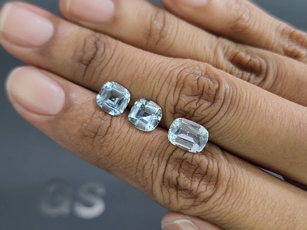 Сет аквамаринов в огранке кушон 4,57 карат, Мадагаскар Изображение №2