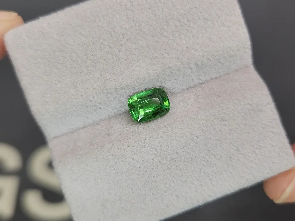 Гранат цаворит Vivid Green в огранке кушон 1,37 карата, Танзания  Изображение №4