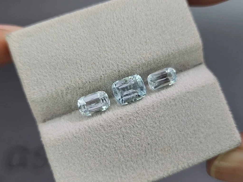 Сет аквамаринов в огранке кушон 2,52 карат, Мадагаскар Изображение №5