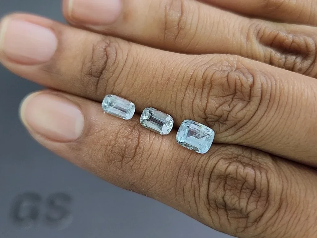 Сет аквамаринов в огранке кушон 2,52 карат, Мадагаскар Изображение №2