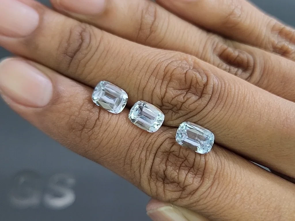 Сет аквамаринов в огранке кушон 4,29 карат, Мадагаскар Изображение №2