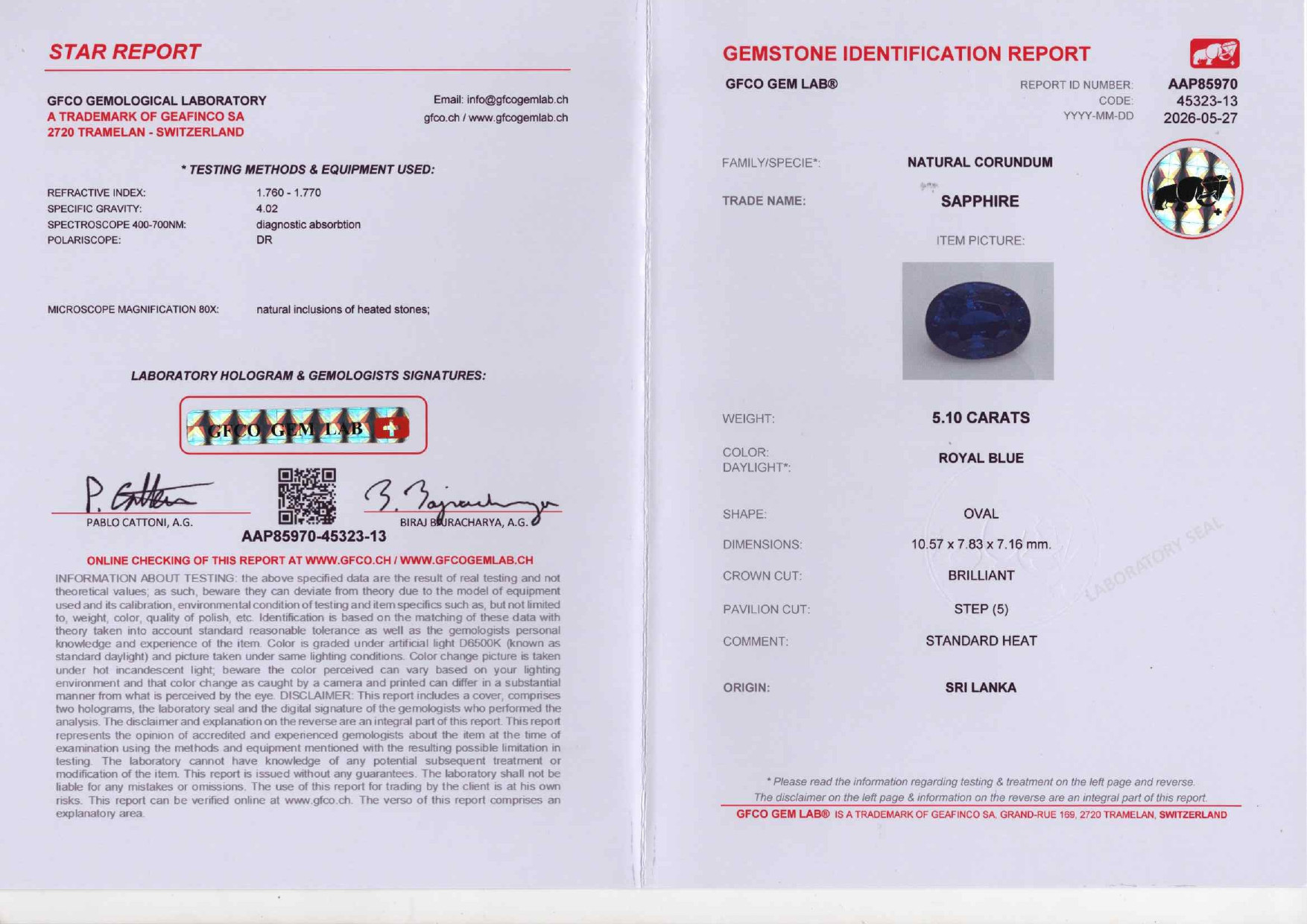 Лот №2. Сапфир Royal Blue в огранке овал 5,10 карат, Шри-Ланка Изображение №6