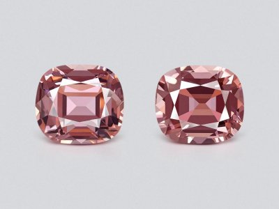 Пара розовых турмалинов (Baby Pink) в огранке кушон 23,48 карата, Афганистан  photo