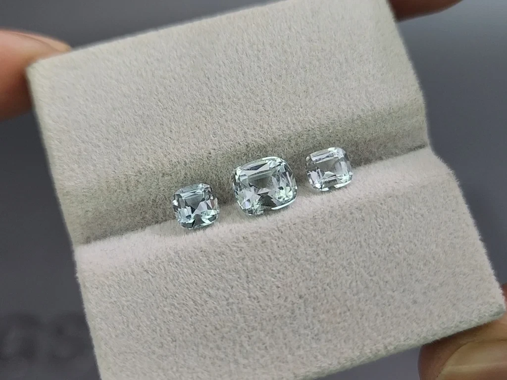 Сет аквамаринов в огранке кушон 1,87 карат, Мадагаскар Изображение №5