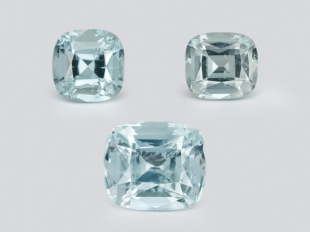 Сет аквамаринов в огранке кушон 1,87 карат, Мадагаскар Изображение №1