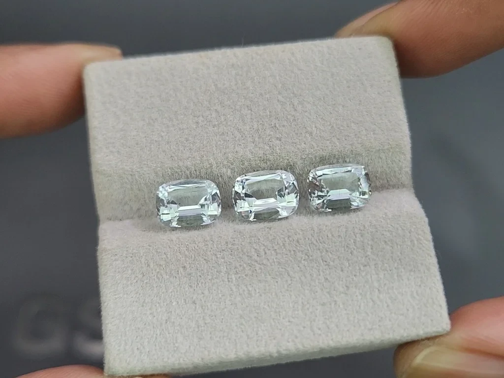 Сет аквамаринов в огранке кушон 4,26 карат, Мадагаскар Изображение №5