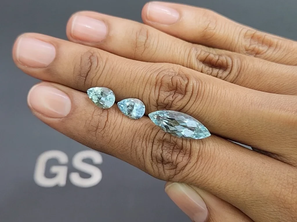 Сет из аквамаринов  Santa Maria в огранке груша и маркиз 7,53 карат, Мозамбик Изображение №2