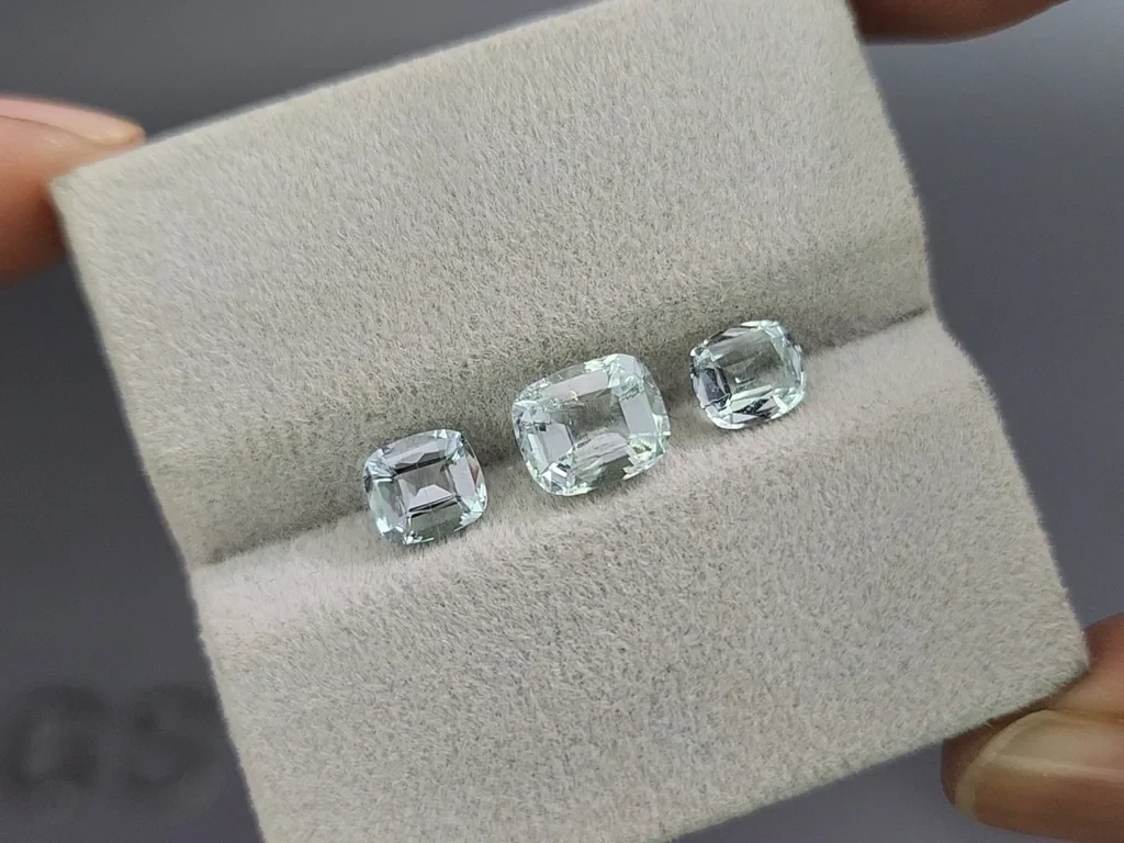 Сет аквамаринов в огранке кушон 2,38 карат, Мадагаскар Изображение №5