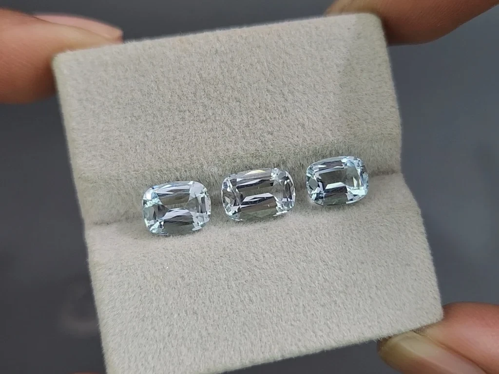 Сет аквамаринов в огранке кушон 4,26 карат, Мадагаскар Изображение №5